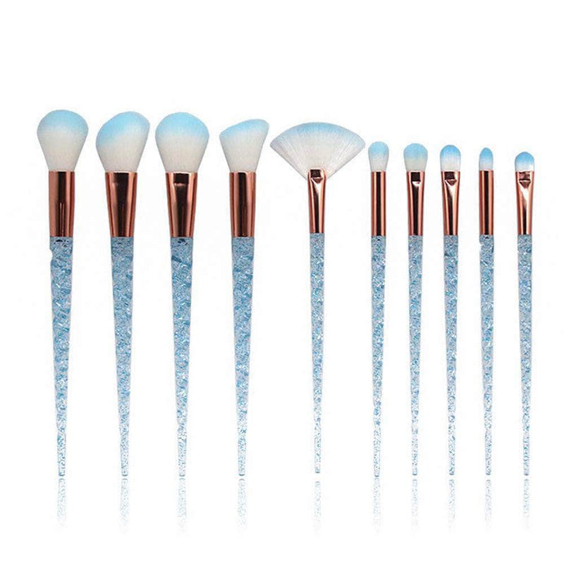 Balare 10-pcs Makeup Brush Set with Blue Crystal Handle