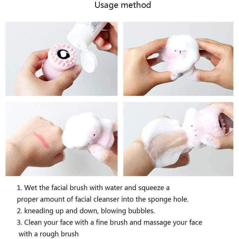 Brussh Octopus Shape Handheld Foaming Facial Scrub & Massager | Gentle Cleansing Silicone Face Brush