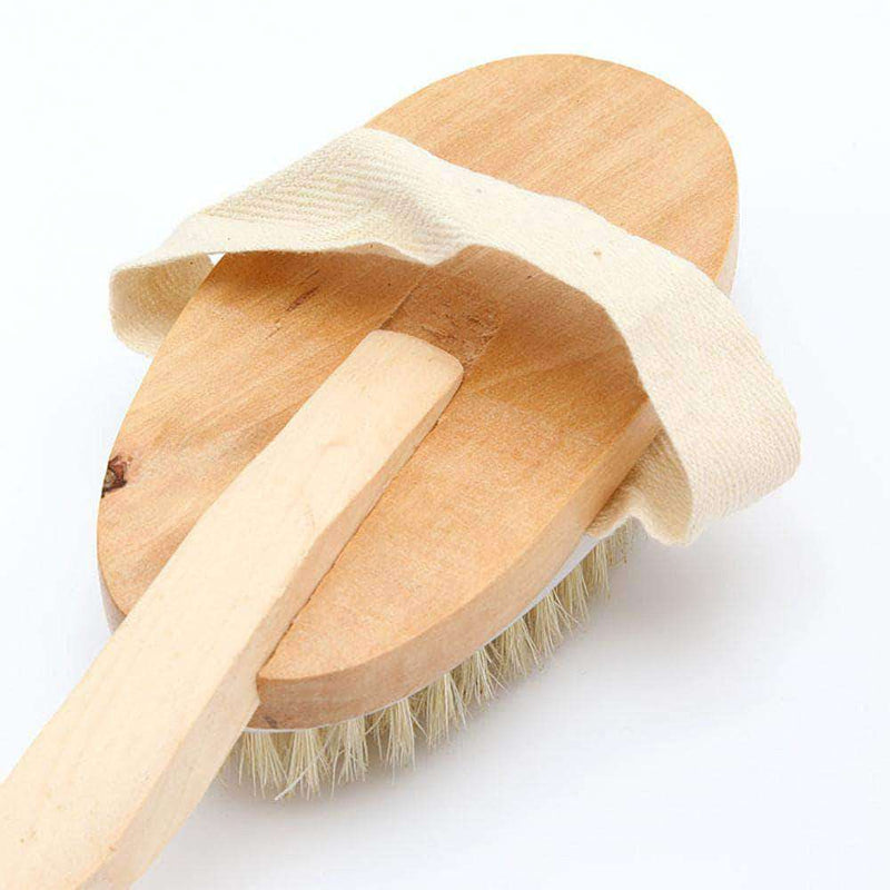 CHeRI Bath Body Brush Boar Bristles Exfoliating Massager with Long Wooden Handle Back Brush - Ooala