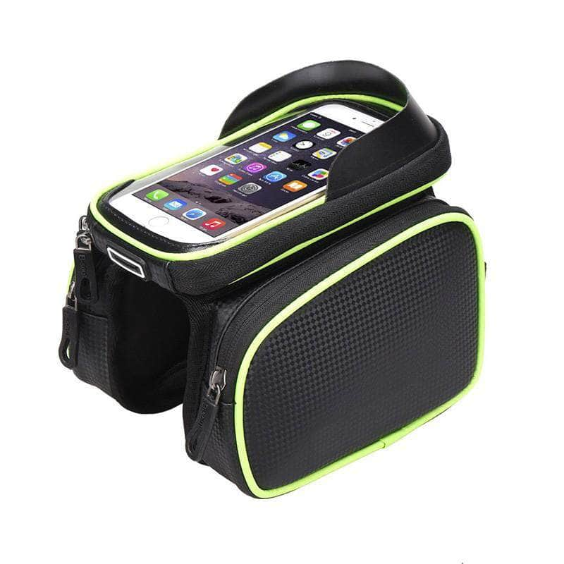 Exeleos Waterproof Handlebar Bicycle Bag | Phone Holder Front Frame Bag with Touchscreen