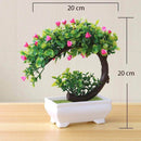 Funterior Rose Style Artificial Bonsai Tree Plants | Small Ornaments For Home Decoration