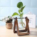 Bloomora Desktop Planter Bulb Vase with Retro Solid Wooden Stand and Metal Swivel - Ooala