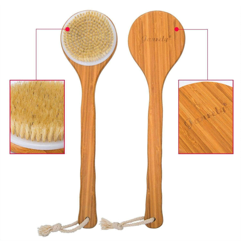 Richo Body Bath Brush, Back Scrubber with Anti-slip Long Wooden Handle | 100% Natural Bristles - Ooala