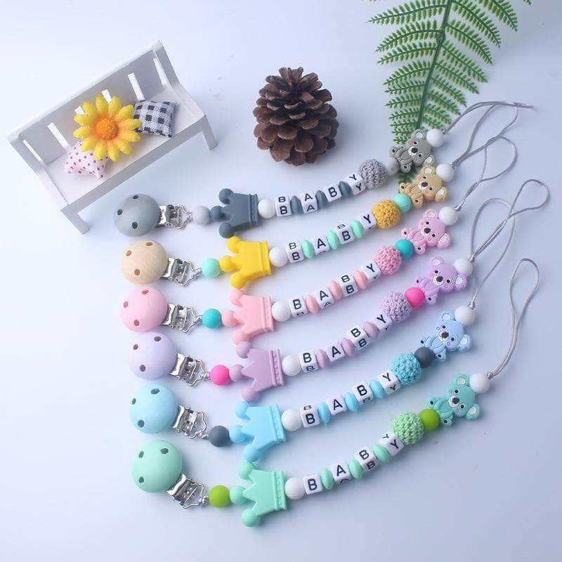 Siliconistic Silicone Koala & Beads Pacifier Clip | Baby Teething Soother Chew Toy Holder