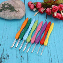 Tipine 8 pcs Aluminum Ergonomic Crochet Needles with Colorful Soft Rubber Grip Cushioned Handles