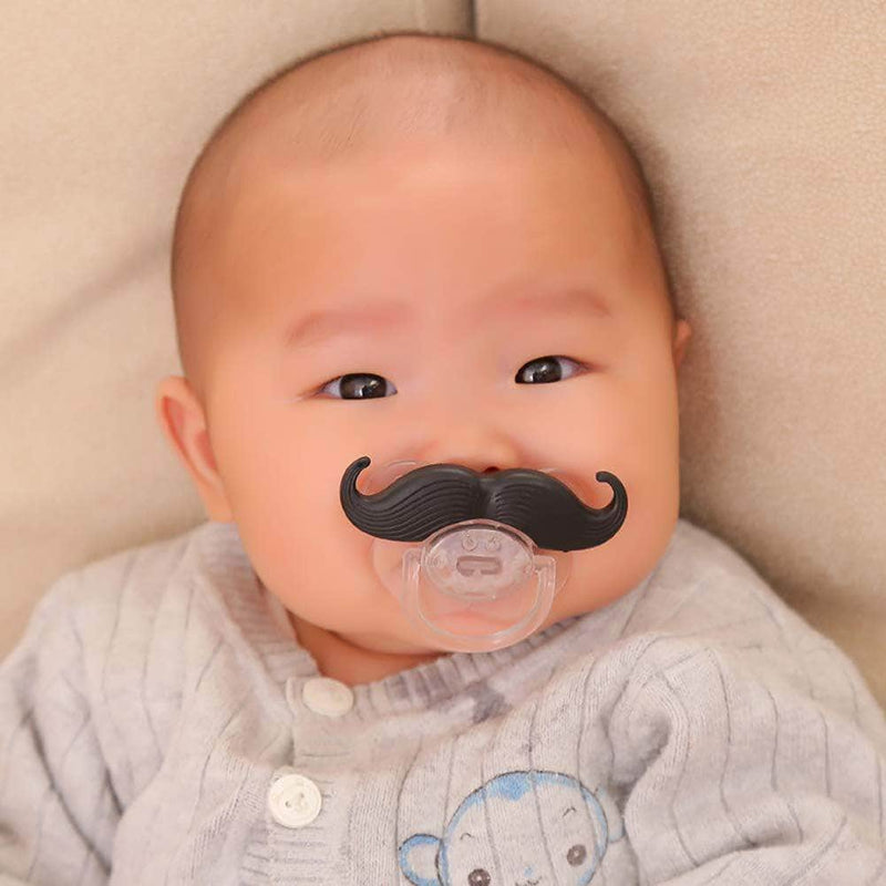 Viaxos Mustache Baby Pacifier | Silicone Nipple Teething Toy | Black