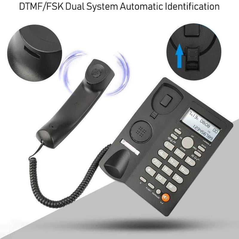 Zlymo Corded Telephone with Caller Number Display | DTMF/FSK Dual System Landline - Ooala