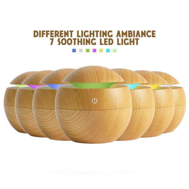 ZirCon USB Aroma Humidifier, Essential Oil Diffuser with 7 Color Change LED Night Light, Light Wood - Ooala