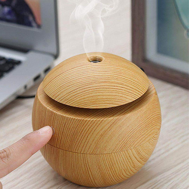 ZirCon USB Aroma Humidifier, Essential Oil Diffuser with 7 Color Change LED Night Light, Light Wood - Ooala