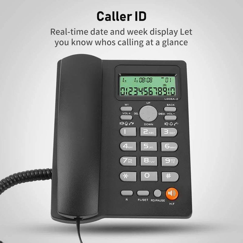 Zlymo Corded Telephone with Caller Number Display | DTMF/FSK Dual System Landline - Ooala